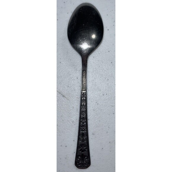 Interpur FLORENZ Stainless 1 Petal Black Textured Spoon ~6.5” - Picture 4 of 7